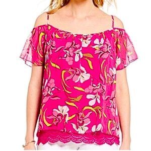 Kut From the Kloth pink floral blouse size S